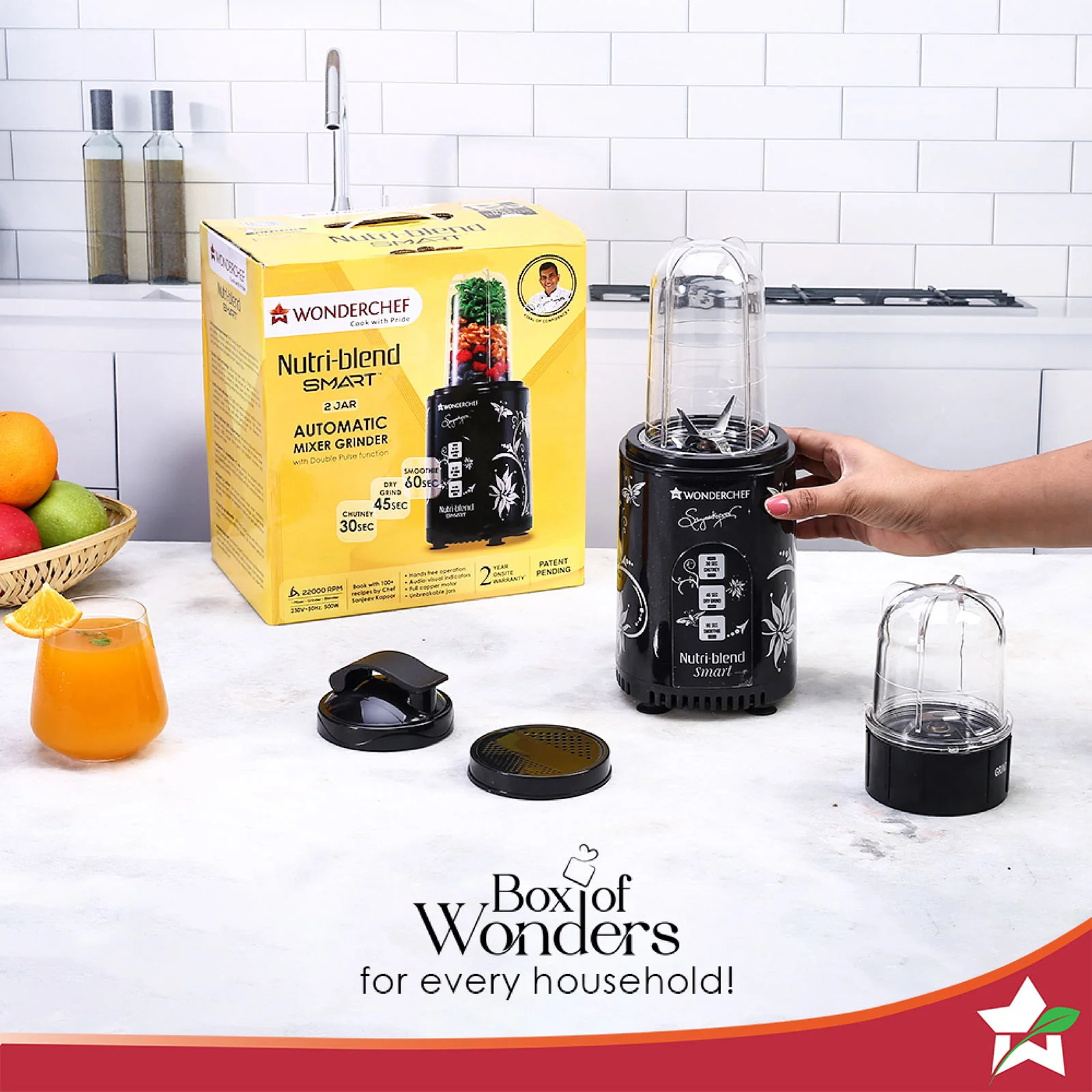 Wonderchef Renewed Nutri-blend SMART | Automatic Mixer Grinder with Dual Pulse Function | 22000 RPM | 100% Full Copper Motor | 2 Unbreakable Jars | 500 Watt | 1 Year Warranty - Image 13