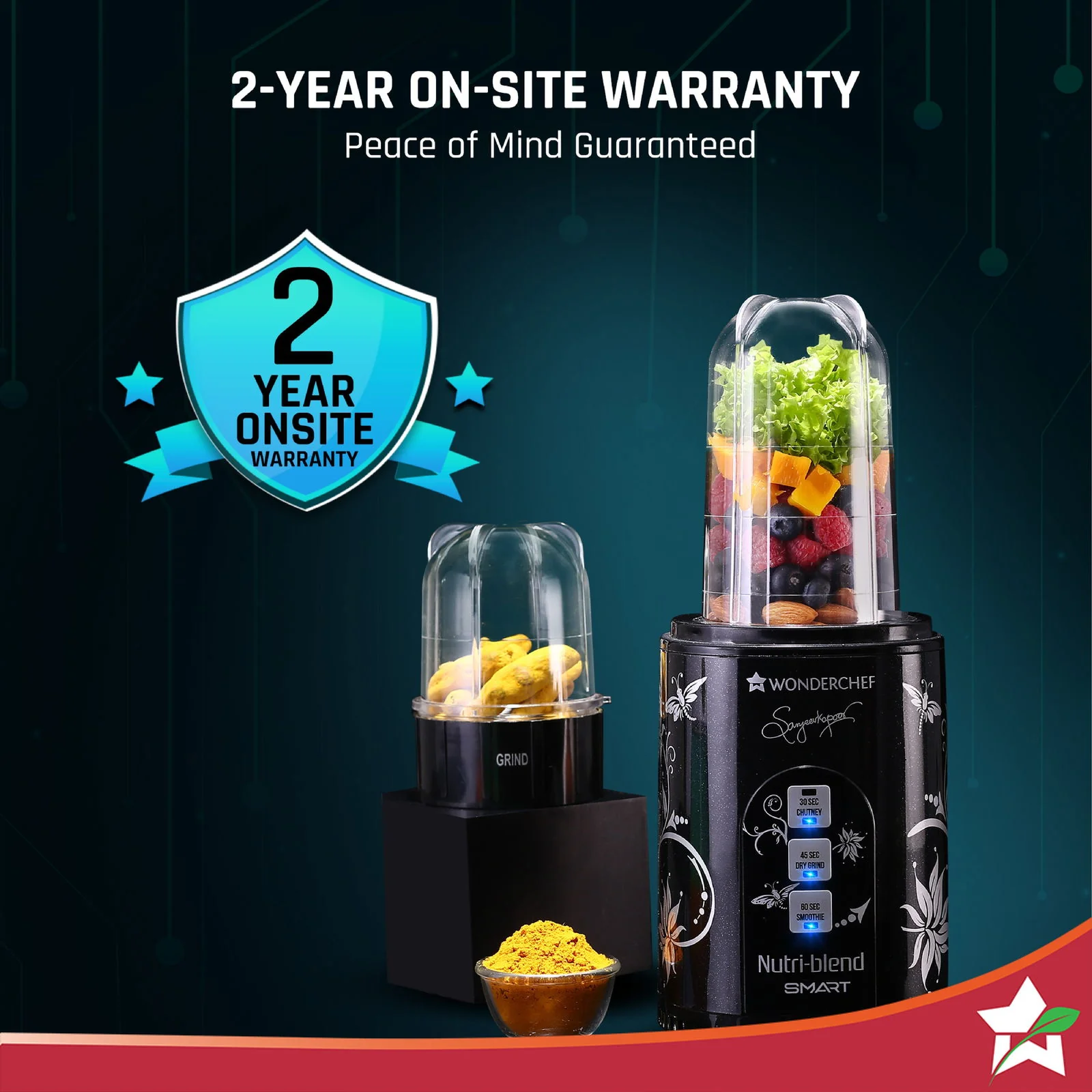 Wonderchef Renewed Nutri-blend SMART | Automatic Mixer Grinder with Dual Pulse Function | 22000 RPM | 100% Full Copper Motor | 2 Unbreakable Jars | 500 Watt | 1 Year Warranty - Image 4