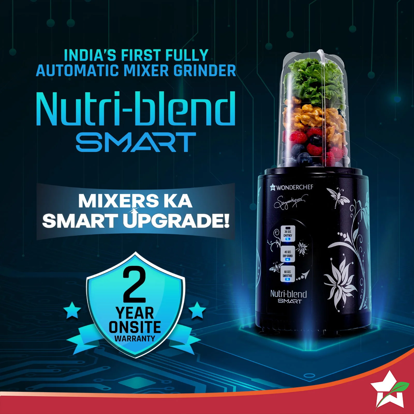 Wonderchef Renewed Nutri-blend SMART | Automatic Mixer Grinder with Dual Pulse Function | 22000 RPM | 100% Full Copper Motor | 2 Unbreakable Jars | 500 Watt | 1 Year Warranty - Image 7