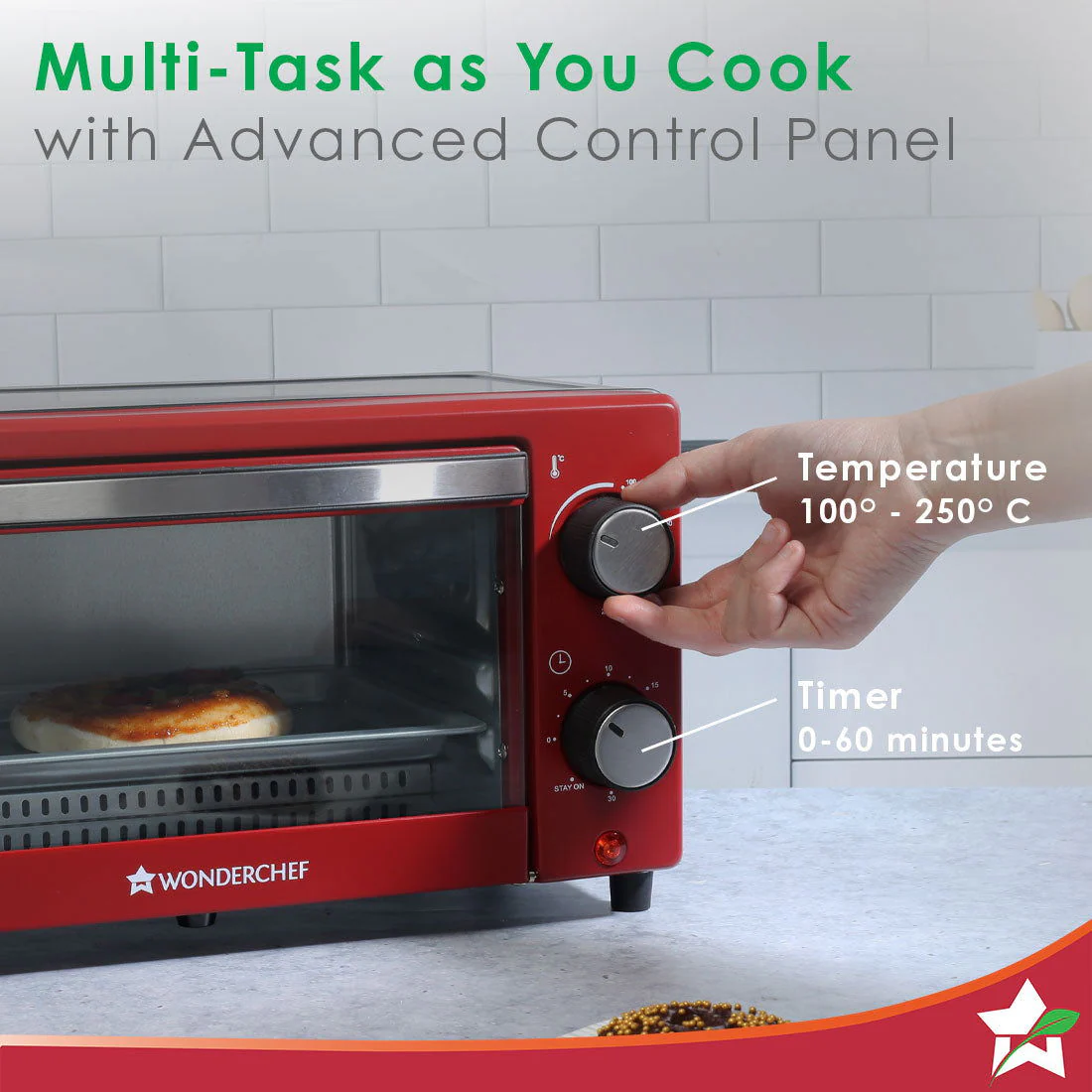 Wonderchef Renewed Oven Toaster Griller (OTG) Crimson Edge - 9 Litres - with Auto-shut Off | Heat-resistant Tempered Glass | Multi-stage Heat Selection | 1 Year Warranty | 650W - Image 3