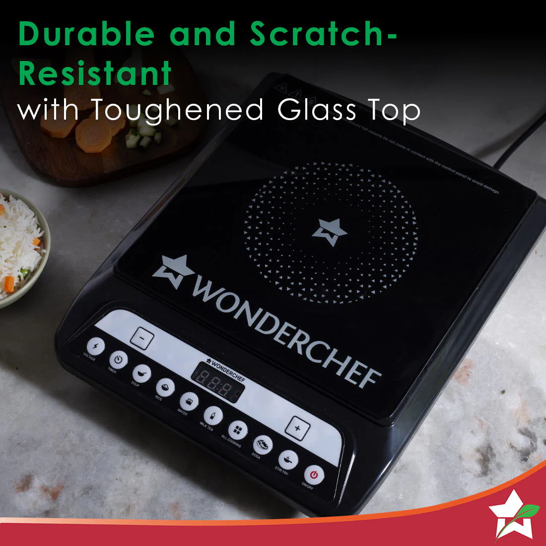 Wonderchef Renewed Power 1400W Induction Cooktop | 11 Preset Functions | Push Touch Control Button Induction Cooktop - Image 4