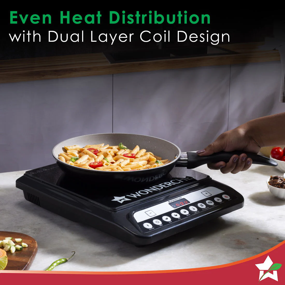Wonderchef Renewed Power 1400W Induction Cooktop | 11 Preset Functions | Push Touch Control Button Induction Cooktop - Image 5