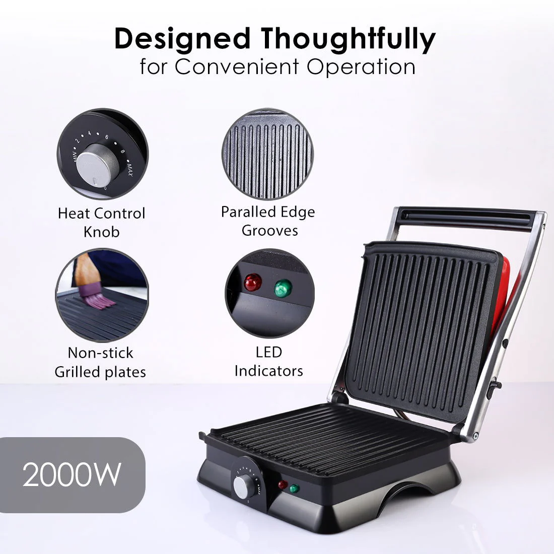 Wonderchef Renewed Sanjeev Kapoor Tandoor Family Size| Crimson Edge Electric Contact Grill & Sandwich Maker| Healthy Non-Stick Coating | LED Indicator| 1 Year Warranty| Red - Image 7