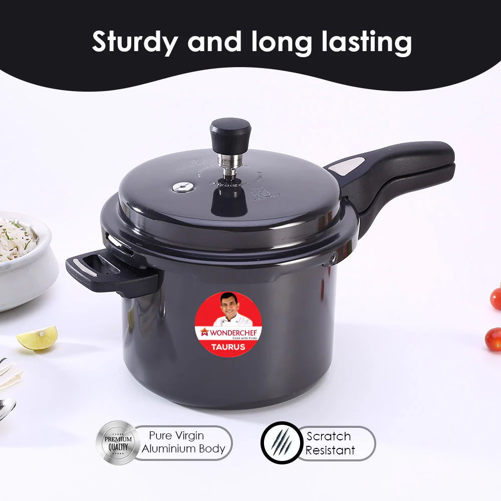 Wonderchef Renewed Taurus Hard Anodized 5L Outer Lid Pressure Cooker | SS Lid | Soft Touch Handles for Durability | Induction Friendly | ISI Certified - Image 5