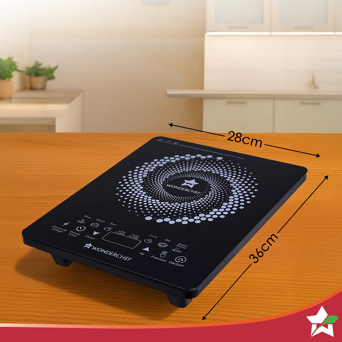 Swift Induction Cooktop with 8 Power Settings|2200 Watt Induction Cooktop| Pre-set Menus for Soups, Curries, Dals, Saute Masala|Crystal Glass Top Surface| LCD Digital Panel | Smart Touch Buttons|Compact & Portable Induction Cooktop| 1 Year Warranty - Image 3