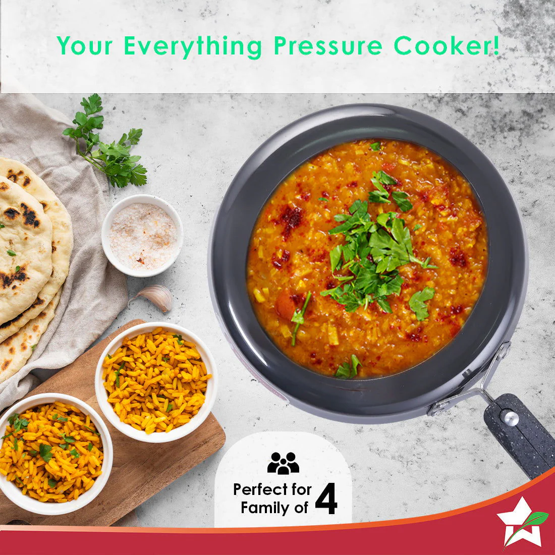 Taurus Hard Anodized 3L Inner Lid Pressure Cooker | Soft Touch Handles for Durability Induction Friendly | Black - Image 5