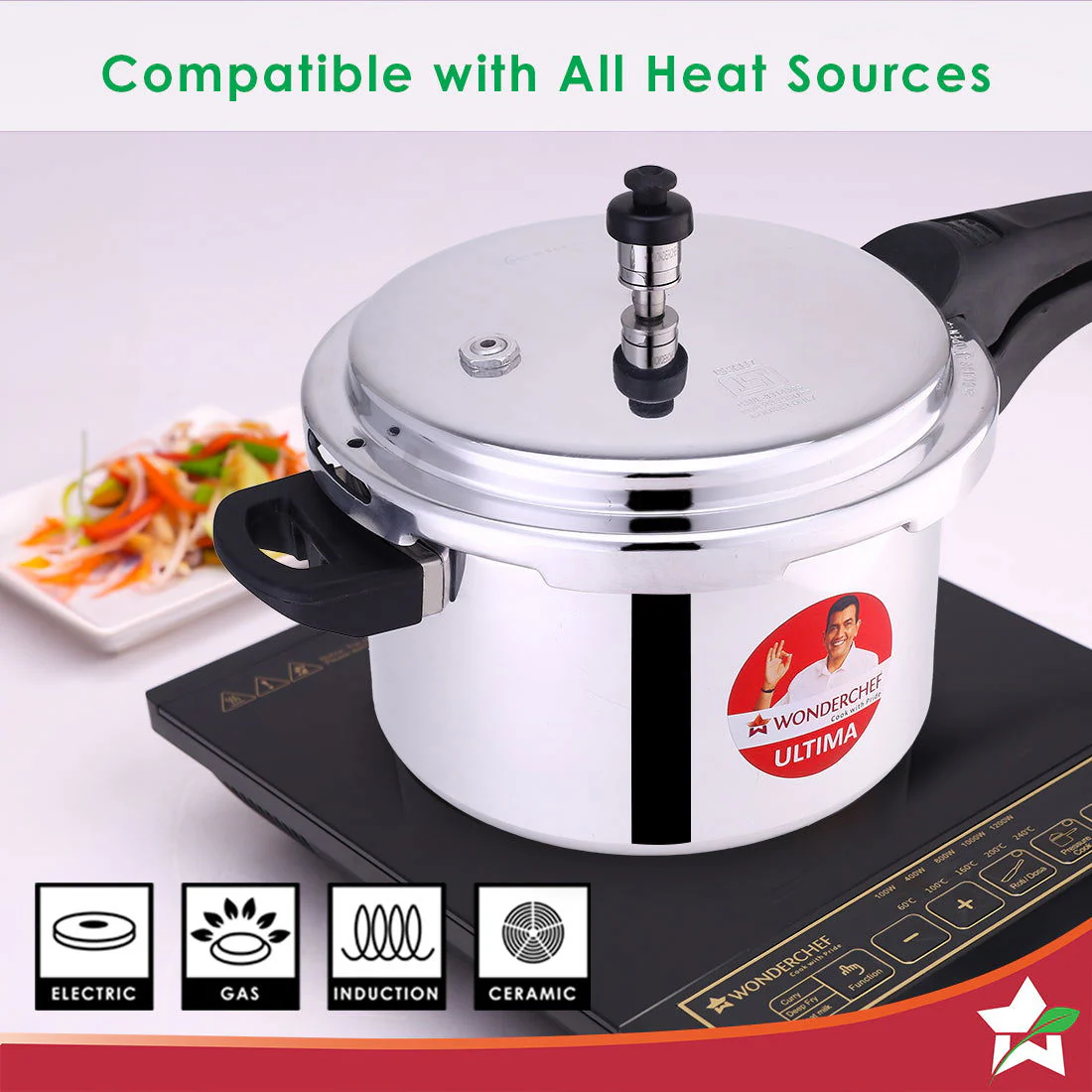 Ultima Induction Base 5L Aluminium Pressure Cooker With Outer Lid - Image 4